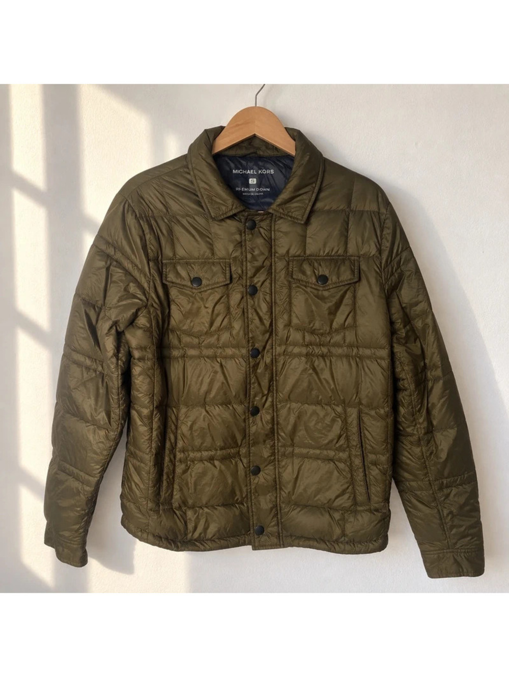 Michael Kors Men’s Small Olive Green Premium Down Quilted Puffer Jacket
